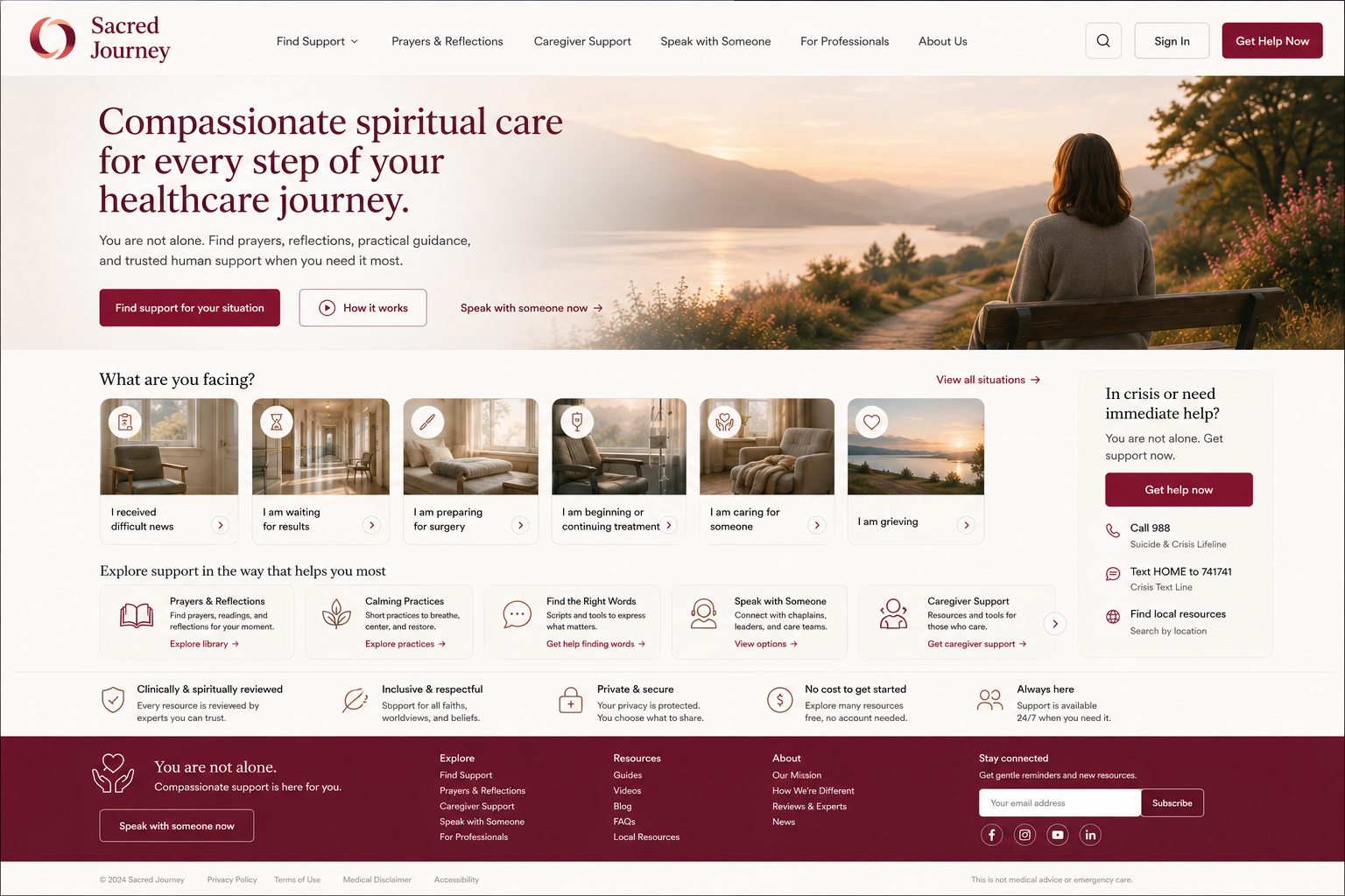 Sacred journey homepage, a recovered project concept